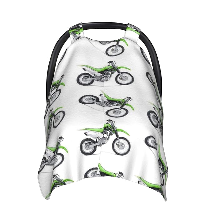 Motorcycle Green Dirt Bike Baby Car Seat, Rain Shelter, Multifunctional Nursing Cover for Newborns, Mother Care, Breastfeeding