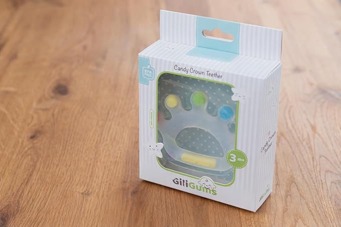 Candy Crown Teether – 100% Food Grade Silicone Baby Teething Toy | 4 Textured Surfaces for Gum Relief | Lightweight Easy Grip | BPA-Free, Phthalate-Free | Sensory Teether Toy 3-36 Months