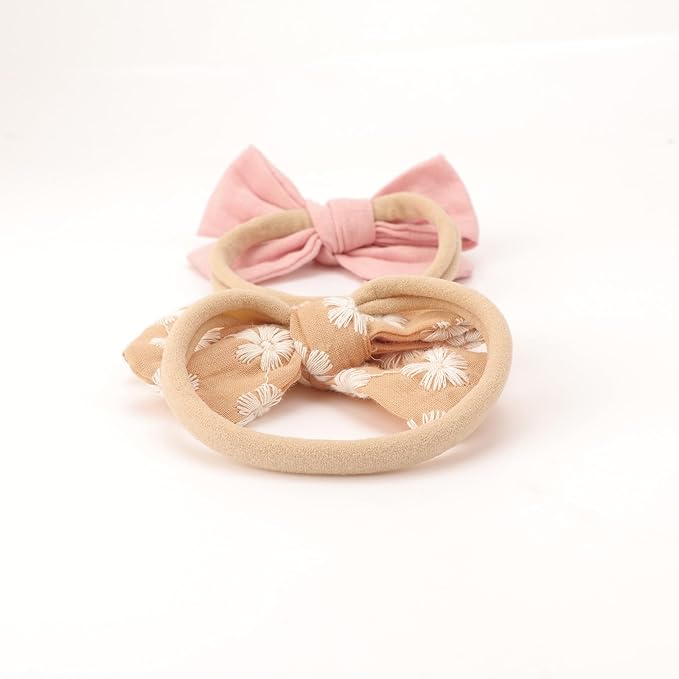 BQUBO Baby Girl Bows and Headbands Cute Headbands with Bow Nylon Hairbands Handmade Hair Accessories for Newborn Infant Toddlers 10 Pack