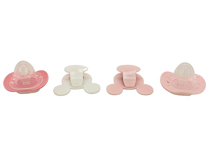 Disney Cudlie Minnie Mouse Baby Girl 4 Pack of 2 Pacifiers & 2 Clips with Sugar & Spice Print