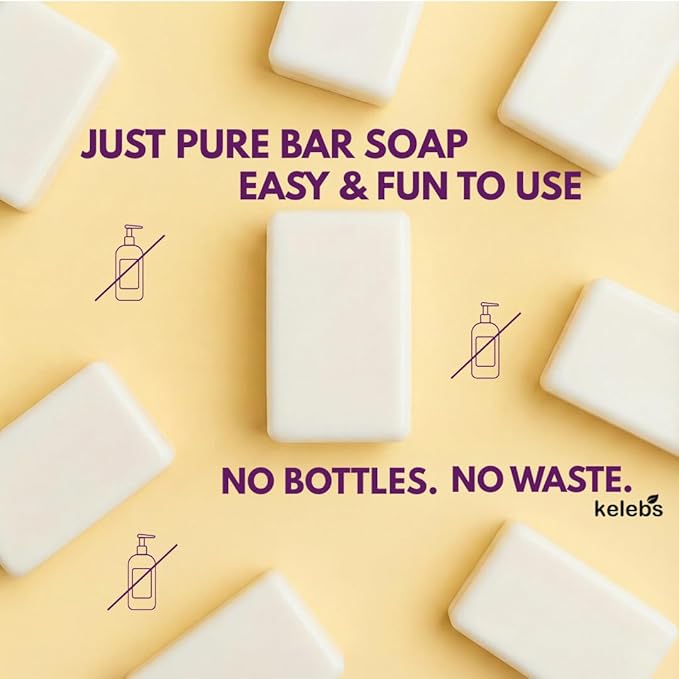 KELEBS Kids Soap Bar, Gentle Lavender Soap, Kids Body Wash Bar, Natural Bar Soap for Kids & Family, with Organic Lavender Oil, Naturally Scented, 2 Bars
