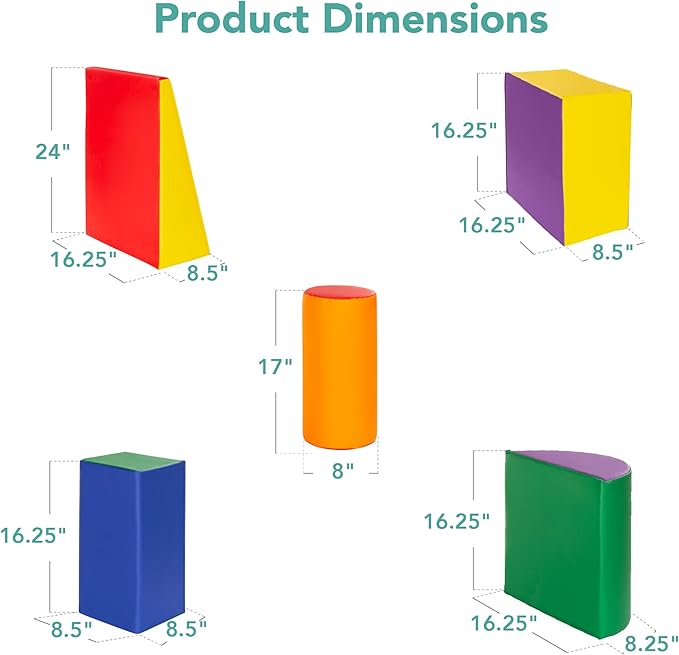 Best Choice Products 5-Piece Kids Climb & Crawl Soft Foam Block Activity Play Structures for Child Development, Color Coordination, Motor Skills - Multicolor