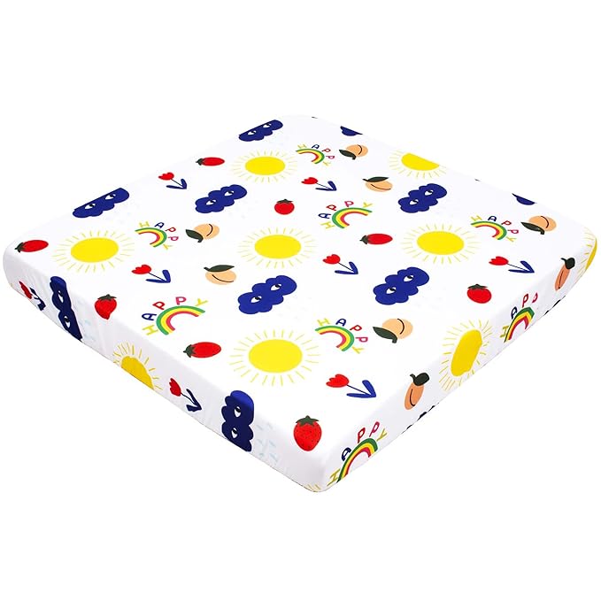 Cloele Square Playard/Playpen Baby Fitted Sheets Perfect for 36 X 36 Portable Playard Mattresses - Square Pack and Play Crib Sheets - Ultra Soft Microfiber Rainbow Fitted Playpen Sheet for Girls