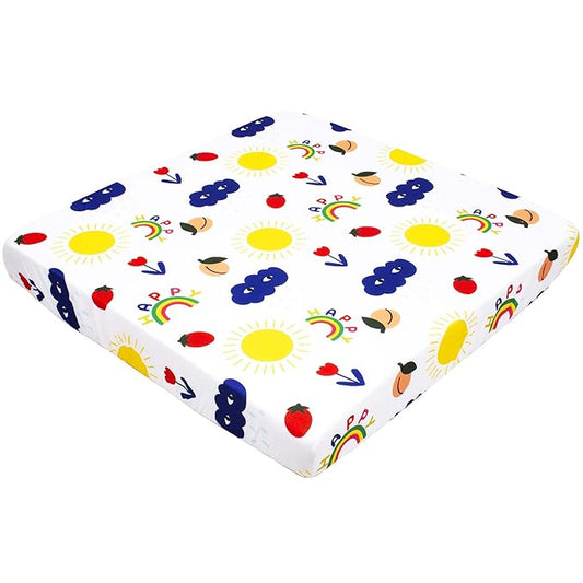 Cloele Square Playard/Playpen Baby Fitted Sheets Perfect for 36 X 36 Portable Playard Mattresses - Square Pack and Play Crib Sheets - Ultra Soft Microfiber Rainbow Fitted Playpen Sheet for Girls