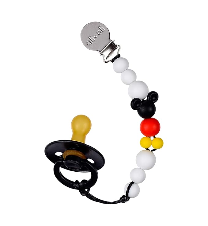 Ali+Oli Silicone Pacifier Clip for Baby (Mouse) 100% Food-Grade BPA Free Newborn Pacifier Holder Infant Binky Clip for Baby Boy or Girl