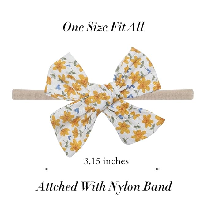 Baby Girls Floral Hair Bow Headbands 12 PCS, Flower Bow Stretchy Elastic Hairband for Newborn Infant Toddlers (pink NB 12 pcs)