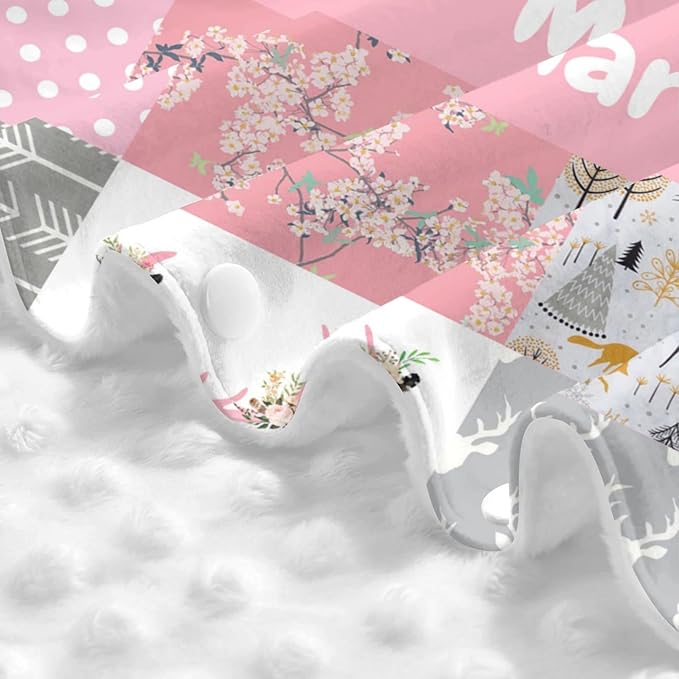Personalized Baby Car Seat Canopy for Babies with Name, Custom Car Seat Covers for Girls, Infant Opening Minky Nursing Breastfeeding Stroller Cover Carseat Canopies for Newborn (Floral Deer Pink)