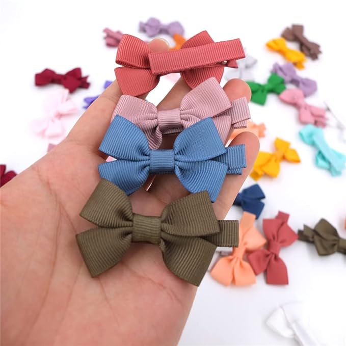 Cute Hair Clips for Baby Toddler Girls Tiny Hair Bow Alligator Clips in Fringe Bangs Hair Barrettes Accessories (Ambrosia 16 PCS)