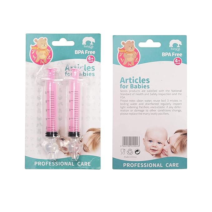 Baby Nose Sucker - 2PCS Professional Nasal Syringe with Cleanable, Reusable Silicone Tip for Irrigation, Spray, Hygiene (Pink)