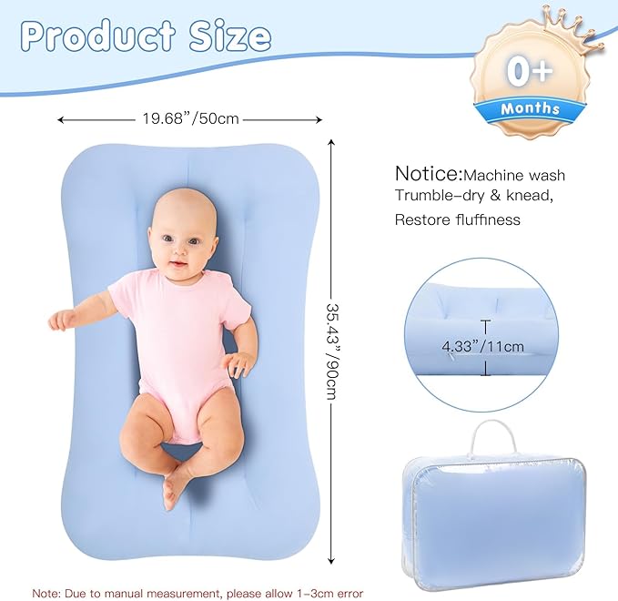 Lucakuins Baby Lounger for Newborn, 0-24 Months, Bionic Design Infant Lounger for Home and Travel, Soft Organic Cotton, Newborn Babies Essentials Gifts (Pure Coffee)