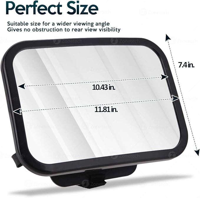 Car Baby Rear View Auto Dimming Mirror by Zone Tech - Premium Quality Large Adjustable Infant Child Mirror for Safety and Security