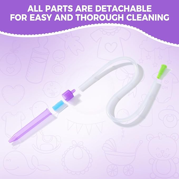 Nasal Aspirator for Baby with 20 Hygiene Filters Nose Sucker, Reusable Infant Nose Cleaner, Easy to Use and Clean, Custom-Sized for Newborns Nasal -Portable for Both Travel and Home Use-Purple