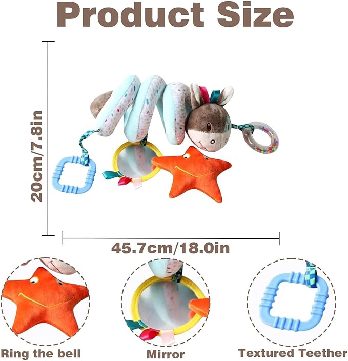 Multi-Use Baby Spiral Activity Toy – Spiral carseat Toy for Car Seat, Stroller,Play Gym, Keeps Baby Quiet, Easy Travel Solution