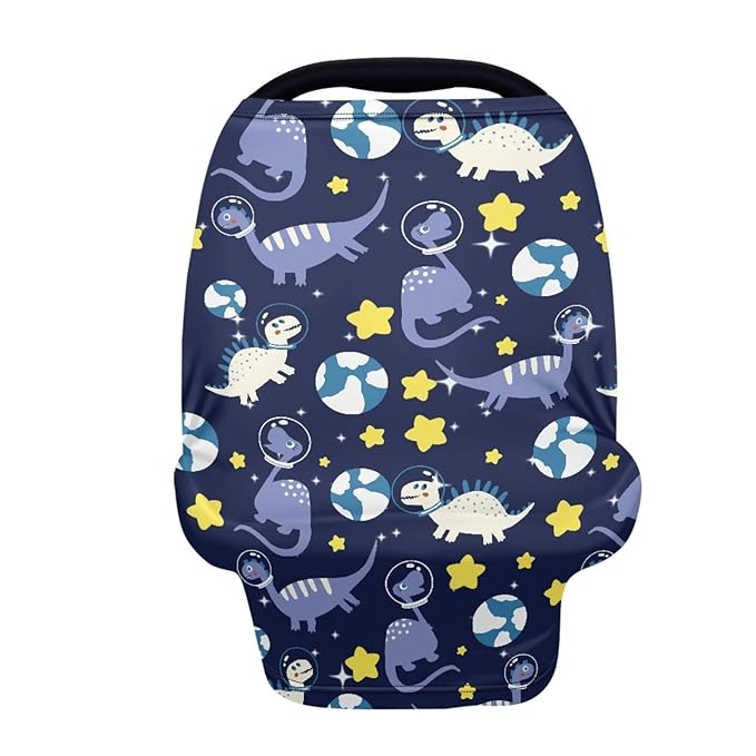 Dinosaur Car Seat Cover for Baby Carseat - Infant Car Seat Cover for Sun - Breathable Nursing Cover Up for Breastfeeding, Lightweight Car Seat Canopy