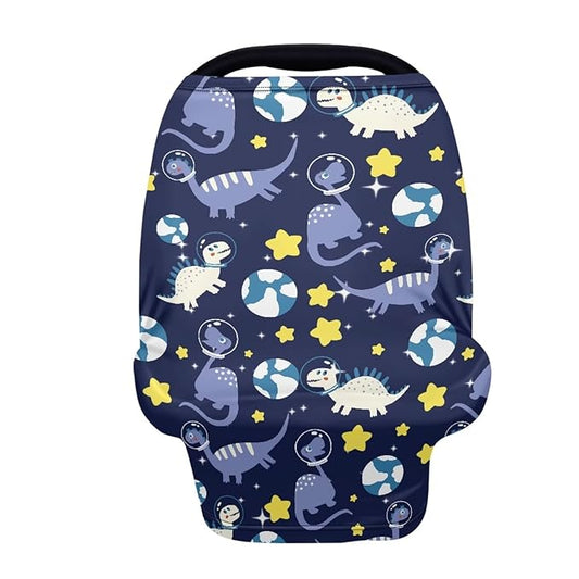 Dinosaur Car Seat Cover for Baby Carseat - Infant Car Seat Cover for Sun - Breathable Nursing Cover Up for Breastfeeding, Lightweight Car Seat Canopy