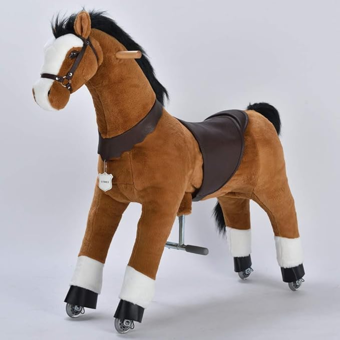 Ufree Large Mechanical Rocking Horse Toy, Ride on Bounce up and Down and Move, 44 inch for Children 6 to Adult (Black Mane and Tail)