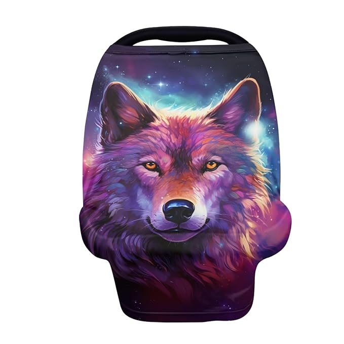 HUIACONG Starry Wolf Car Seat Covers for Baby Car seat Canopy Boy Multiuse Nursing Covers Girls Infant Stroller Covers Babies Lightweight Breathable Carseat Canopya