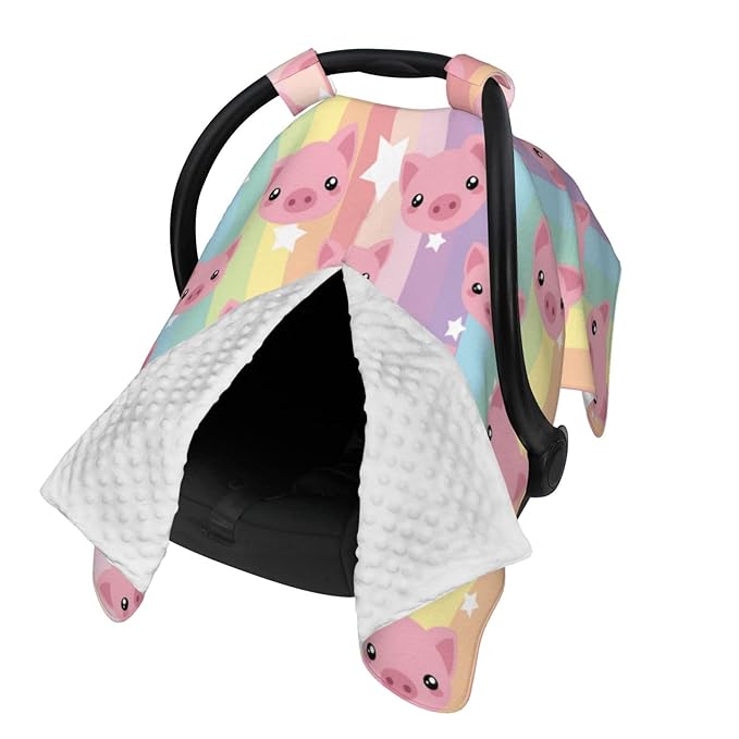 Pig Baby Car Seat Canopy Cover 39x27.5 Inches Multi Use Nursing Cover for Newborn Car Seat Canopy Mom Nursing Breastfeeding Covers Newborn Shower Gifts