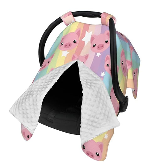 Pig Baby Car Seat Canopy Cover 39x27.5 Inches Multi Use Nursing Cover for Newborn Car Seat Canopy Mom Nursing Breastfeeding Covers Newborn Shower Gifts