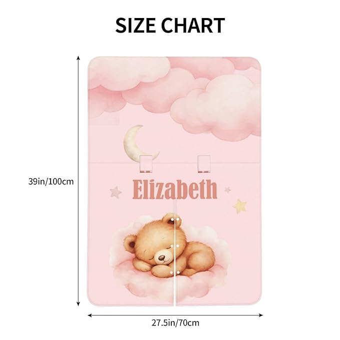 Custom Baby Car Seat Cover with Name – Personalized Bear Pink Nursing Cover, Infant Carseat Canopy, Shopping Cart Cover – Soft, Breathable & Warm – Ideal Shower Gift for Baby Girls