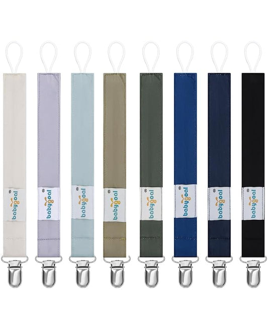babygoal Baby Neutral Pacifier Clips, 8 Pack Binky Paci Holder Clip for Babies Boys and Girls Fits Most Pacifiers and Binkies