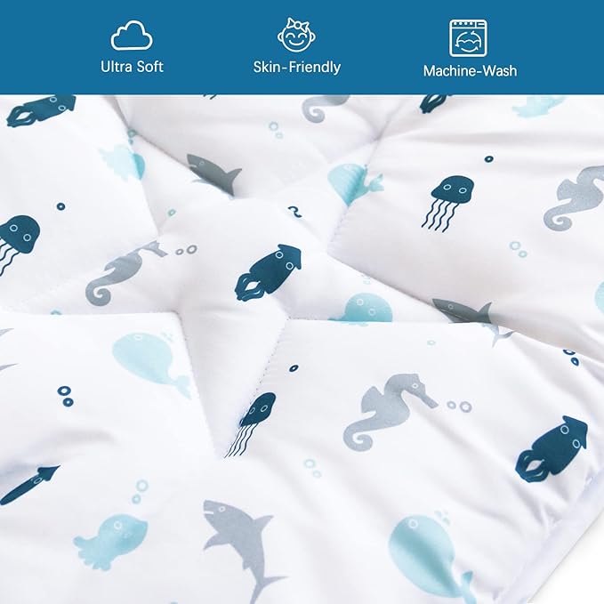 SPRINGSPIRIT Baby Play Mat for Boys Girls,50'' x 50'' Baby Playmat for Playpen, One-Piece Crawling Play Mat Non Slip, Toddlers, White Ocean
