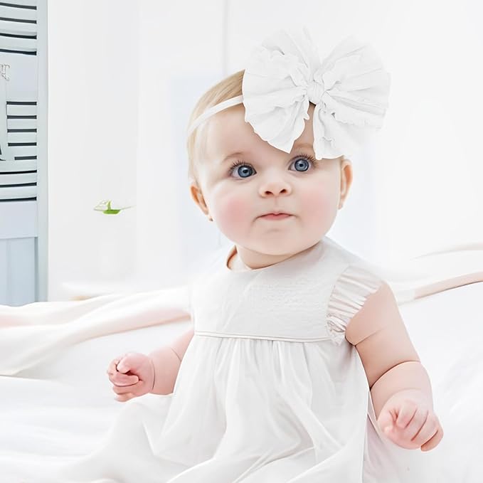 Baby Girls Headbands Bows Newborn Lace Hair Bow Hair Accessories for Infant Baby Girls Headband Toddler Black White Light Pink 3Pcs