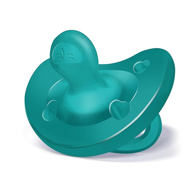 Chicco PhysioForma Orthodontic Pacifier for Babies 16-24 Months, 100% Soft Silicone, BPA Free & Breathing Support, 2-Pack with Sterilizing Case, Dark Blue Green