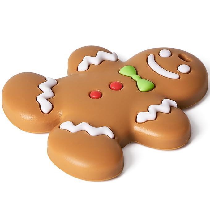 NCVI Christmas Teether, Baby Teething Toys for 0-6 6-12 Months, My First Christmas Silicone Chew Toys, First Christmas Gifts for Baby Boys and Girls, Ideal Toddlers Stocking Stuffer, Gingerbread Man