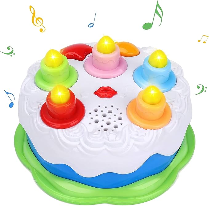 First Birthday Cake Toy - Music Cake Toys with Counting and Blow Candles Singing Toys for 1 2 3 4 Years Old Boys Girls Birthday and Xmas Gift