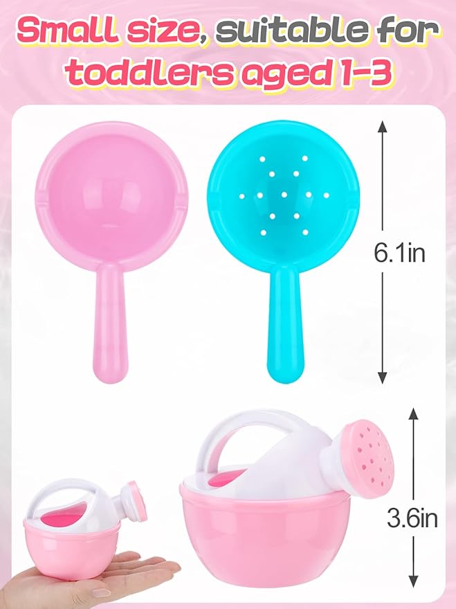 Small Bath Toys for Toddlers Age 1-3 - Super Easy to Clean Water Table Toys, Baby Bath Tub Swimming Pool Beach Toy Accessories for Fun Tactile Training Newborn Gifts, 3 Pack (Pink)