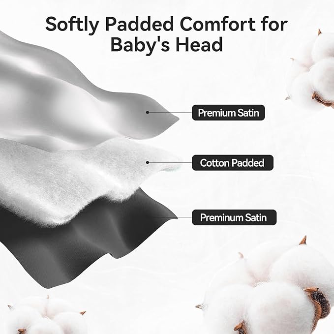 Silky Head Carseat Cover for Baby Satin Car Seat Head Cover Silk Feeling for Babies Headrest Protector for Girls Infant Sleeping Hair Protection 2pcs Pink and Black