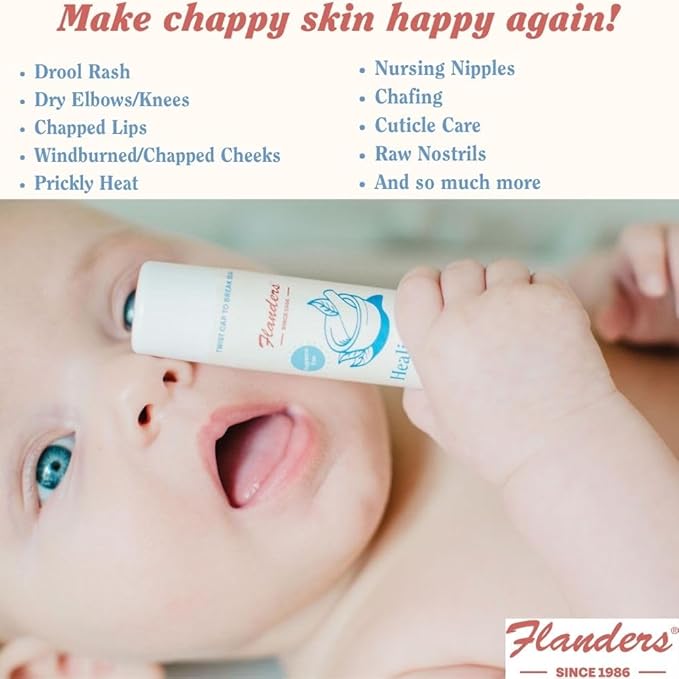 Flanders Healing Balm Stick 0.5oz | Natural Moisturizing Balm for Sensitive Skin, Windburn Protection, Chapped Lip & Dry Skin Relief for All Ages, Lanolin & Fragrance Free, TSA Compliant Size (3 Pack)