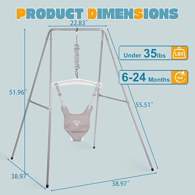 Baby Jumper with Stand, Baby Jumpers and Bouncers, Baby Exerciser Suitable for 6-24 Months, Easy to Assemble & Store Jumper for Baby