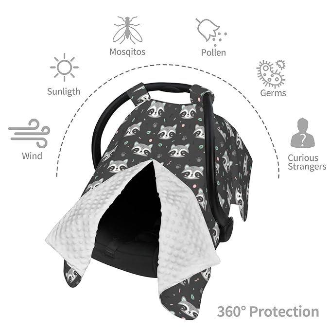 Cartoon Raccoon Baby Car Seat Canopy Nursing Cover for Newborn Car Seat Breastfeeding Covers Blanket Newborn Shower Gift