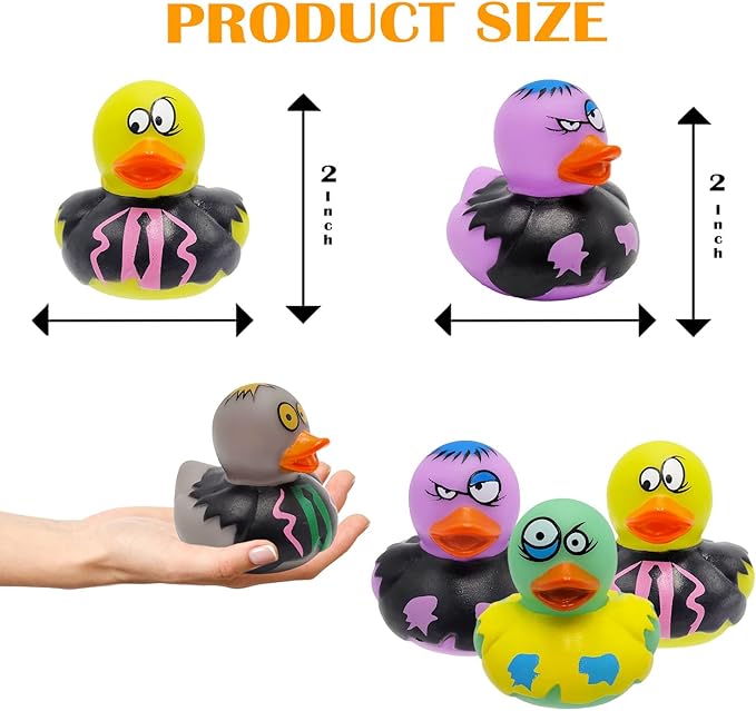 100 Halloween Zombie Rubber Duck Toy Duckies for Kids, Bath, Birthday Baby Showers Summer Beach and Pool Activity, 2" (100-Pack)