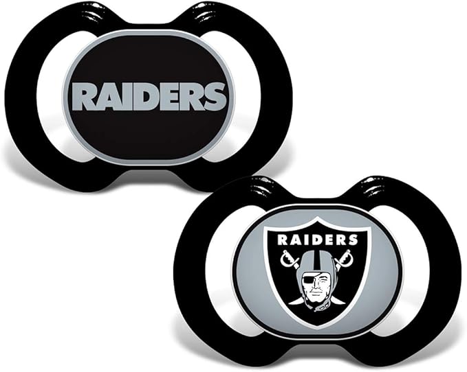 Baby Fanatic Officially Licensed Unisex Pacifier 2-Pack - Las Vegas Raiders NFL