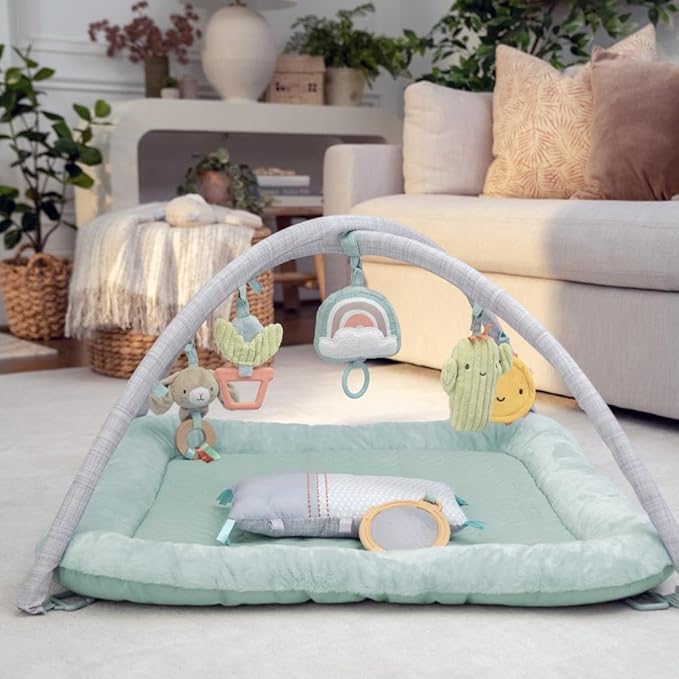 Ingenuity Calm Springs Plush Activity Gym for Baby, Ultra-Soft Premium Mat, Toys