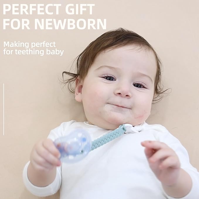 5-Pack Silicone Pacifier Clip, One-Piece Silicone Pacifier Holder Clip for Boys & Baby Girl Binky Clips Rust-Free Holders Unisex Newborns Shower Birthday Gifts (Purple)