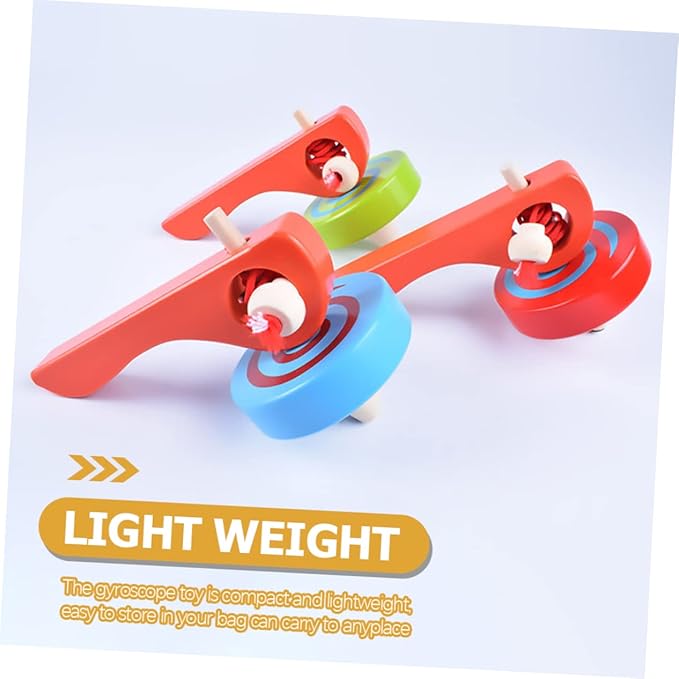 Kisangel 3-Pack Gyroscope Toys with Handle and Pull String Wire Educational Wooden Spinning Tops for Kids Toddlers Portable and Lightweight for Indoor and Outdoor Play