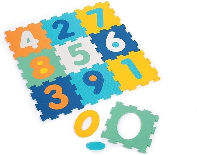 LUDI - 10 Foam Tiles with Numbers - Floor Mat - Giant Puzzle - 10 Elements to Learn Counting - from 10 Months