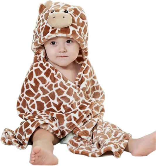 Vauwmsr Baby Hooded Blanket Ultra Soft Warm Newborn Infant Swaddle Wrap Bath Shower Towel, 25.6" x 39.4", Brown