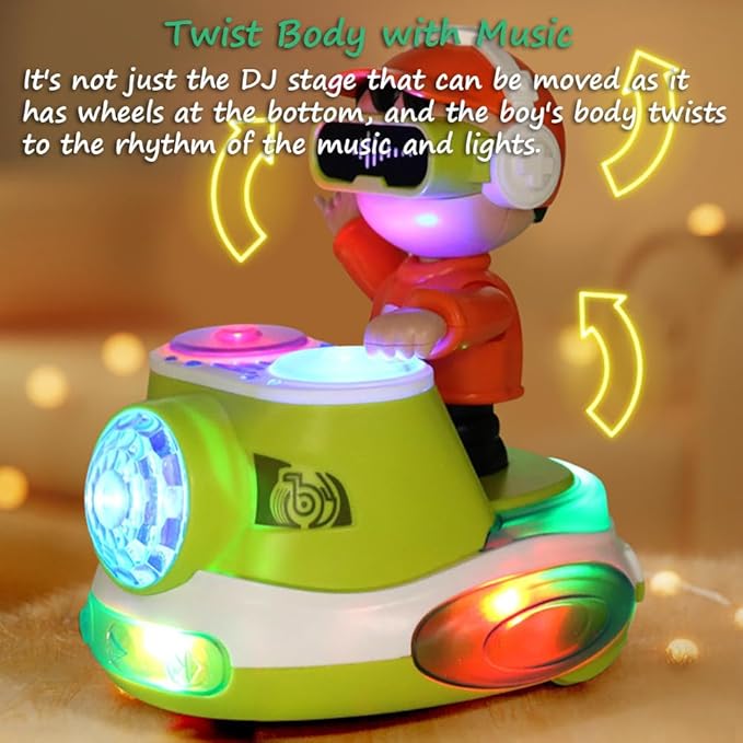 Miracland DJ Dancing Toy, DJ Musical Toy for Toddlers Scratch DJing Boy Dancing with Dynamic Music and Colorful Lights (Blue)