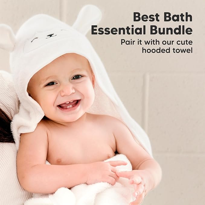 6-Pack Baby Washcloths – Soft Absorbent Viscose from Bamboo Washcloths for Face, Body, Baby Towels for Newborn, Kids, Toddlers, Infant, Gentle on Sensitive Skin, 10x10 Reusable Face Towels (White/Sky)