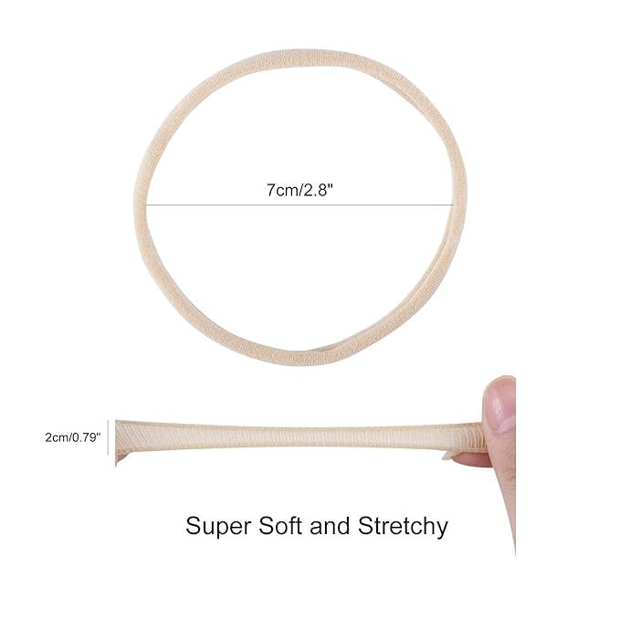 Lawie 100 Pack Bulk Super Soft Stretchy Elastic Nylon Headbands Bow Nude Hairband Slim Turban Headwrap Hair Ties Ponytail Holder for Newborn Infant Toddler Baby Girls