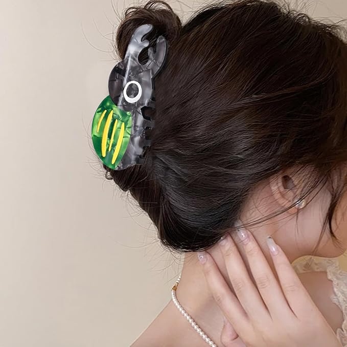 2 PCS Rhinoceros Beetle Hair Clip Fantasy Hair Claw Clip Acetate Barrettes for Thick & Thin Hair Medium Hair Clips Funny Animal Non-Slip Headdress Strong Hold Hair Accessories for Women & Girls