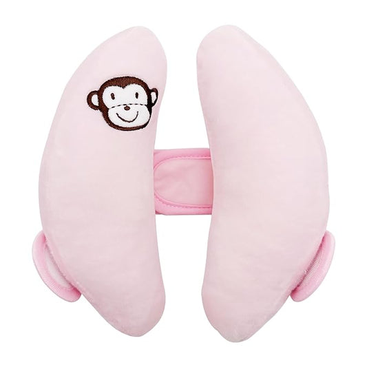 Baby Head Neck Support Pillow,Adjustable Baby Car Seat Head Neck Support,Portable Travel Pillow Cushion for Car Seat,Stroller Headrest Pillow,U-Shape Neck Support Pillow for Infants,Light Pink
