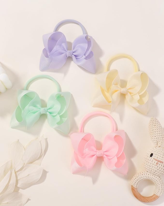 jollybows 40pcs 4inches Baby Girls Grosgrain Ribbon Hair Bows Headbands Nylon Elastic Hair Band Hair Accessories for Infants Newborn