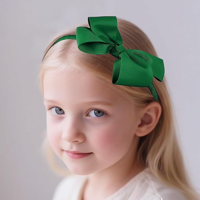 baotongle 11pcs Green School Hair Accessories Set Uniform Hair Bow Headband Clips Hair Ties Curly Bows for Little Toddler School Girls(Green)