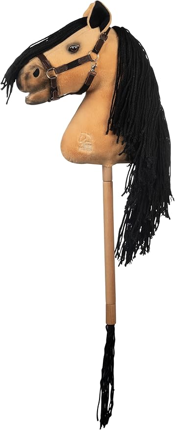 HKM - Hobby Horse Premium, Buckskin with Halter & Tail, Horse for Children, Stick Horse + Accessories for Hobby Horsing, 750 g